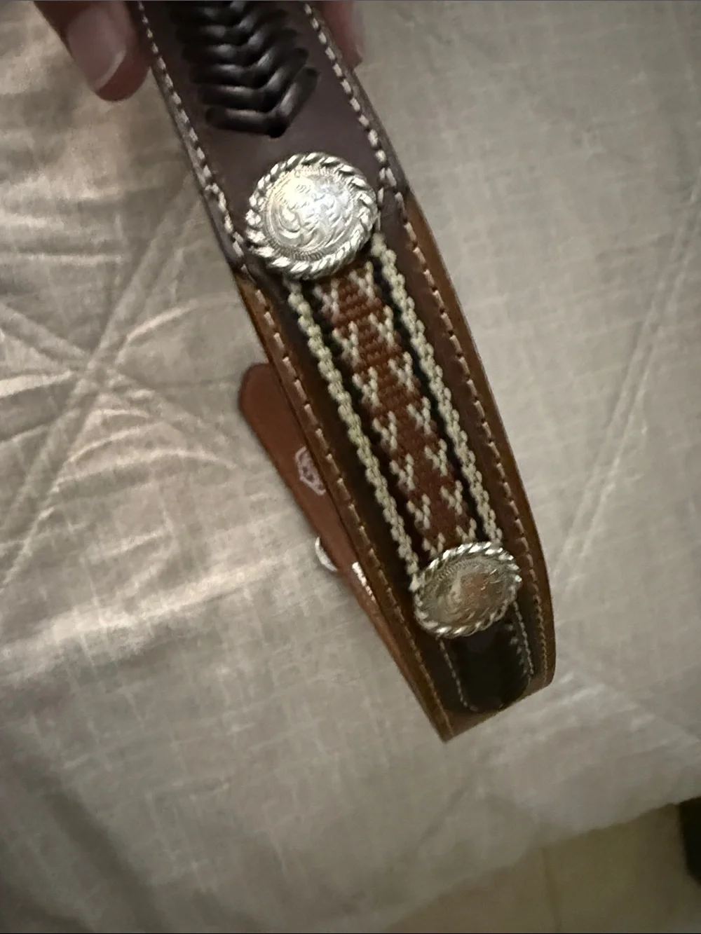 Kids Brown Leather Belt with Decorative Silver Buckle